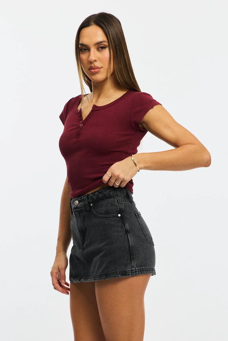 Denim Mini Skorts High Rise - Image 3