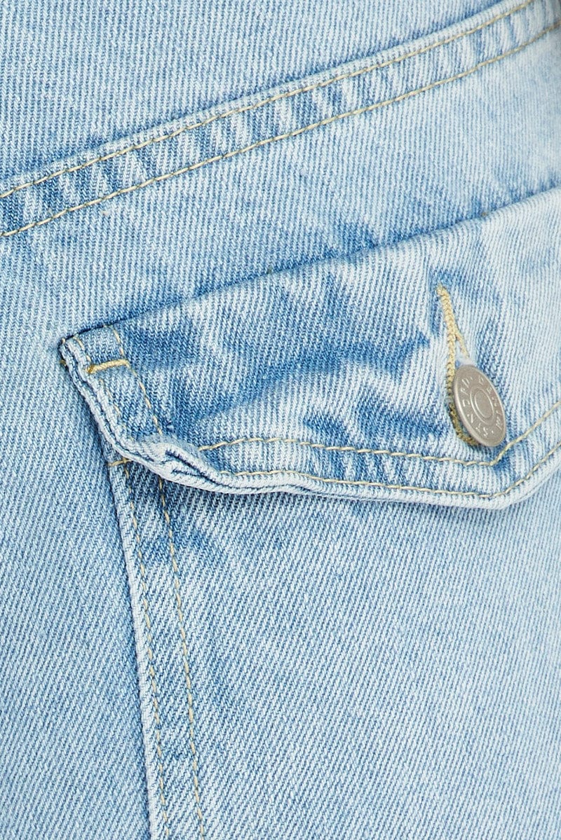 Denim Multi Pocket Cargo Jeans - Image 6