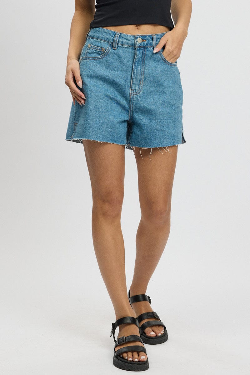Denim Relaxed Short Longline - Image 3