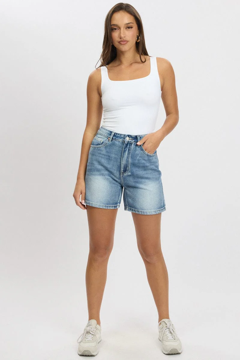 Denim Relaxed Shorts High Rise - Image 2