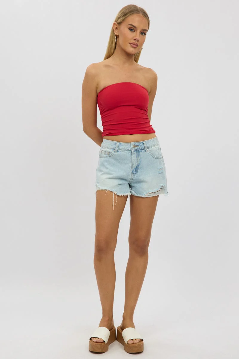 Denim Relaxed Shorts High Rise - Image 2