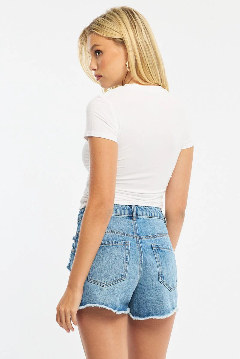 Denim Relaxed Shorts High Rise - Image 5