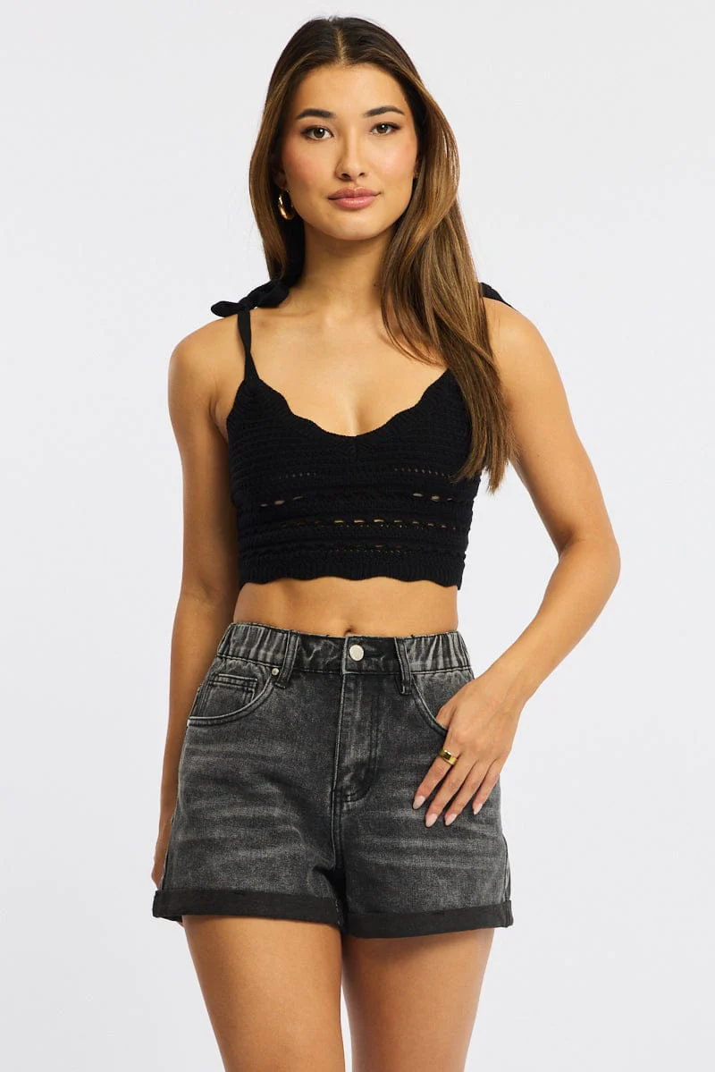 Denim Relaxed Shorts Mid Rise