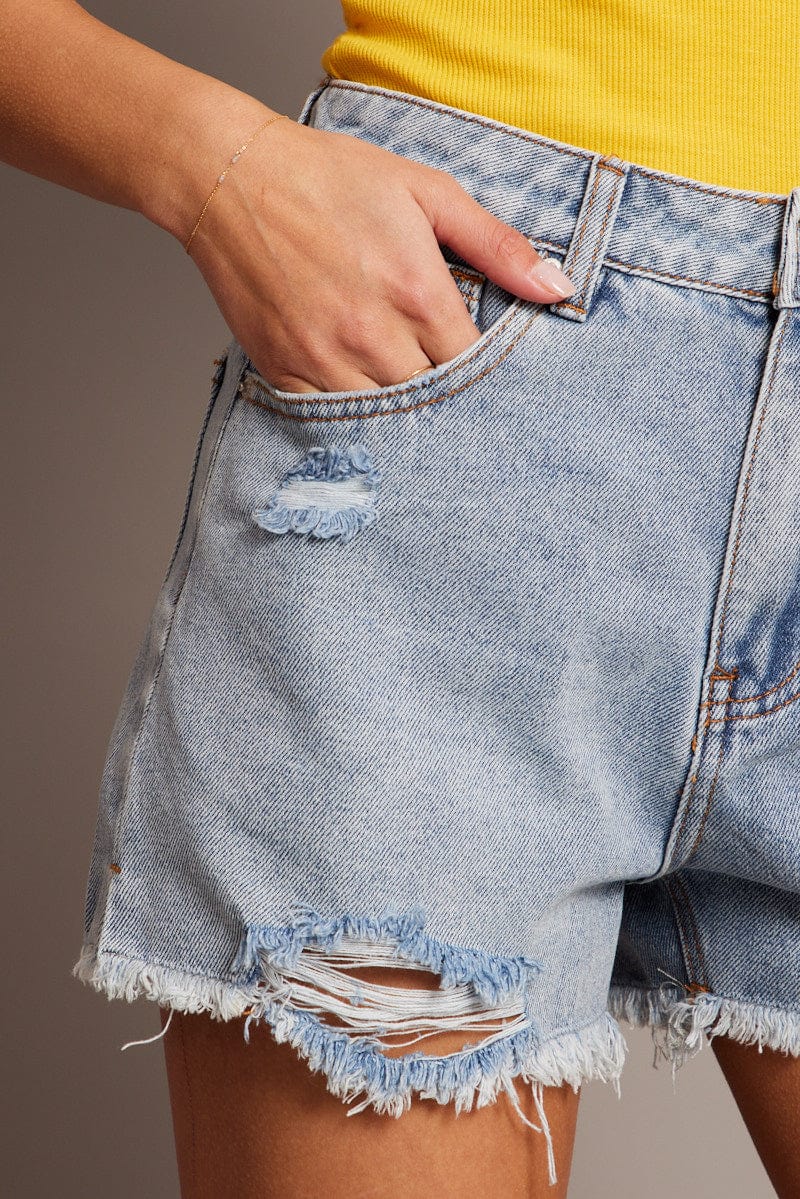 Denim Relaxed Shorts Mid Rise - Image 6