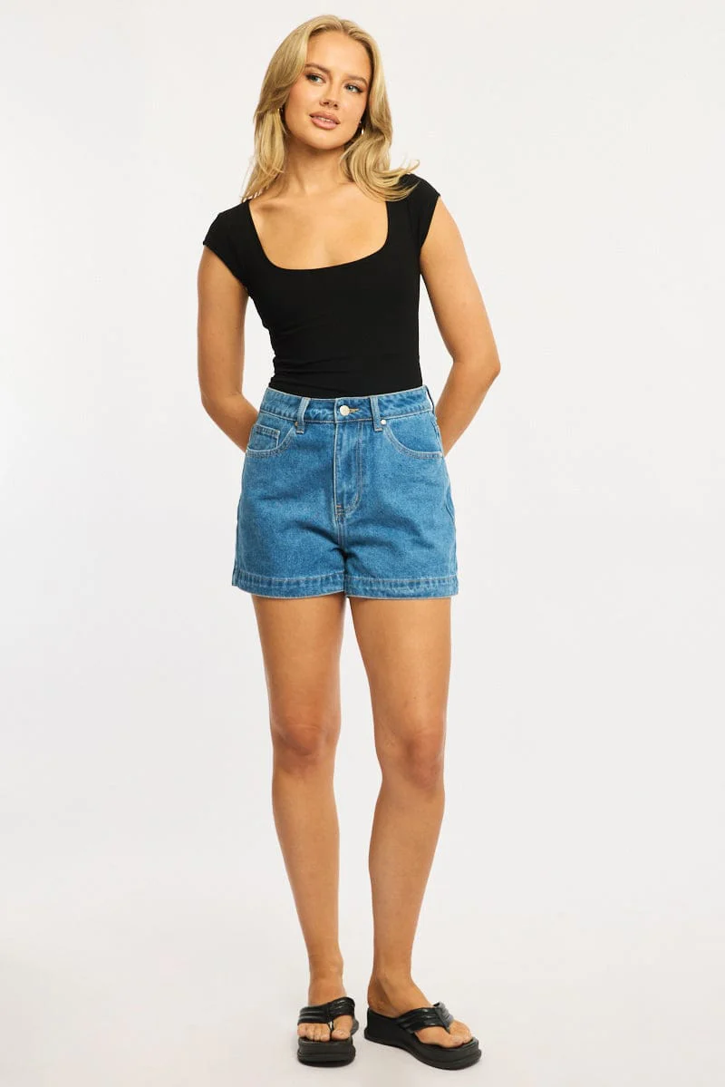Denim Relaxed Shorts Mid Rise - Image 2