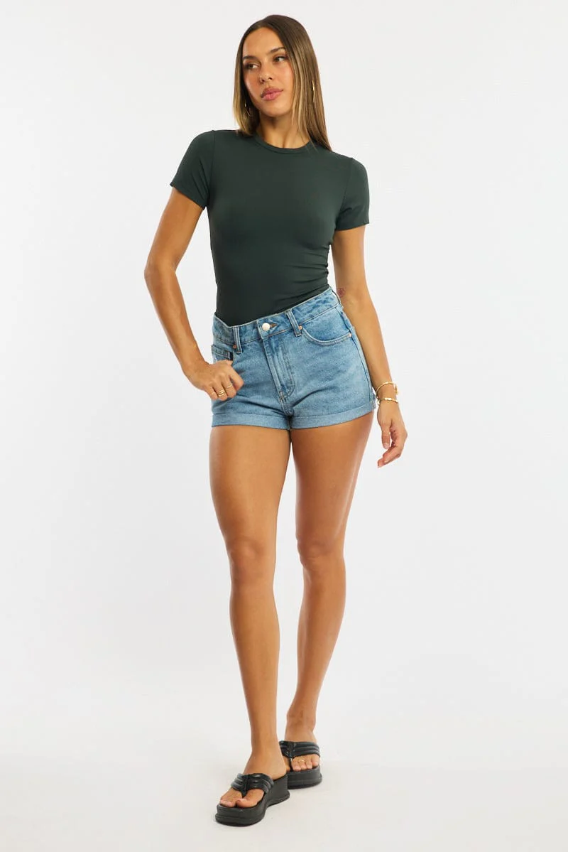 Denim Relaxed Shorts Mid Rise - Image 3