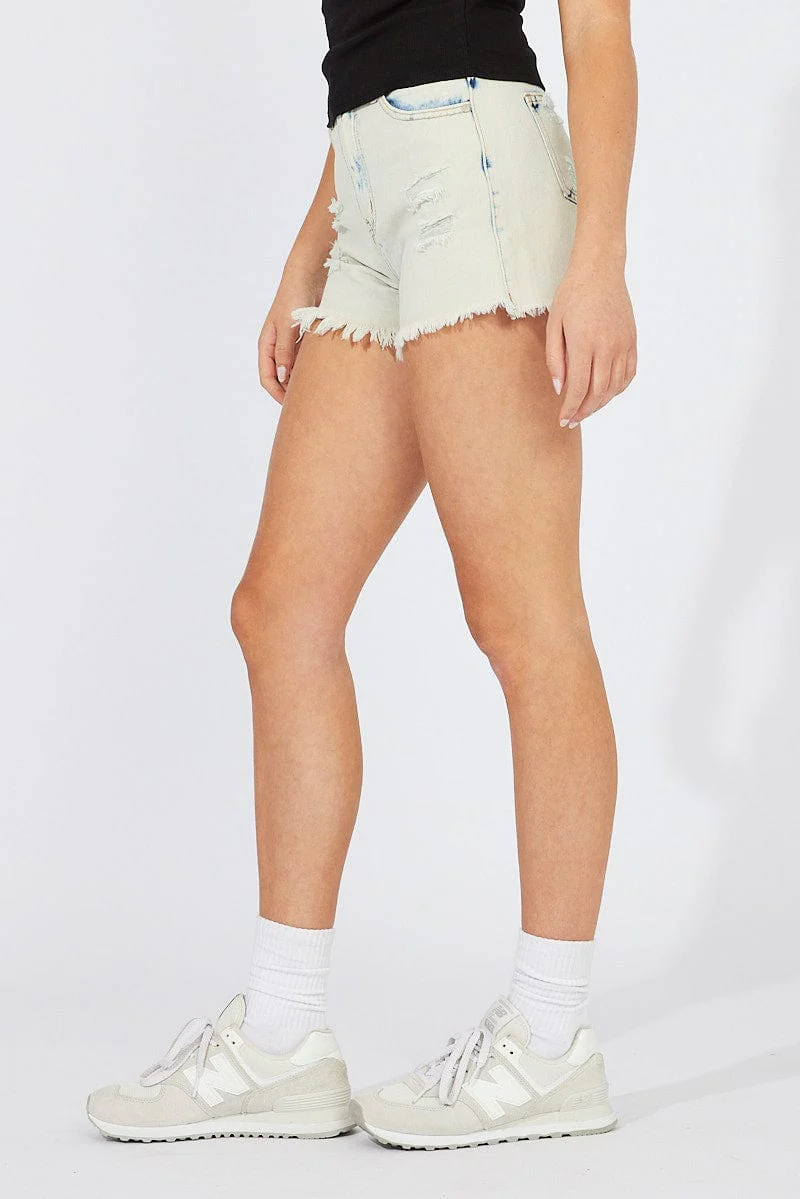 Denim Ripped Shorts Acid Washing - Image 4