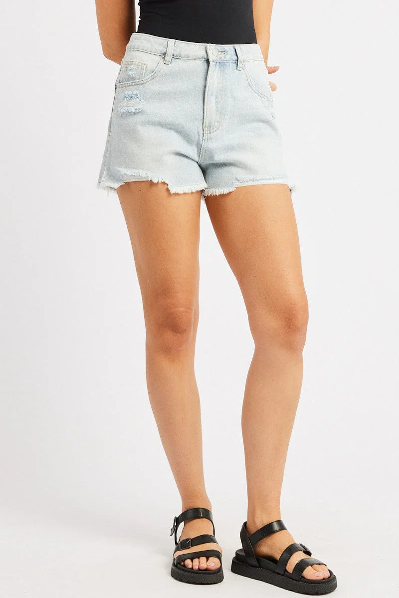 Denim Short High Rise Ripped - Image 3