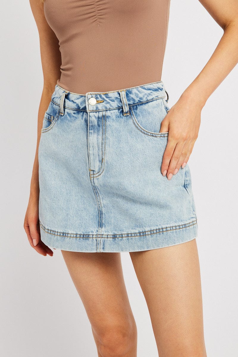 Denim Skort Skirt High Rise - Image 2