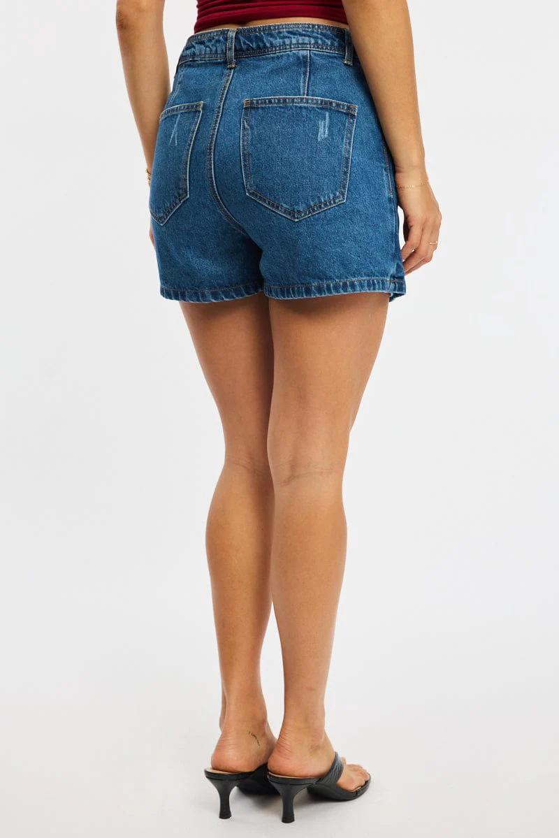 Denim Skorts Mid Rise Wrap - Image 4