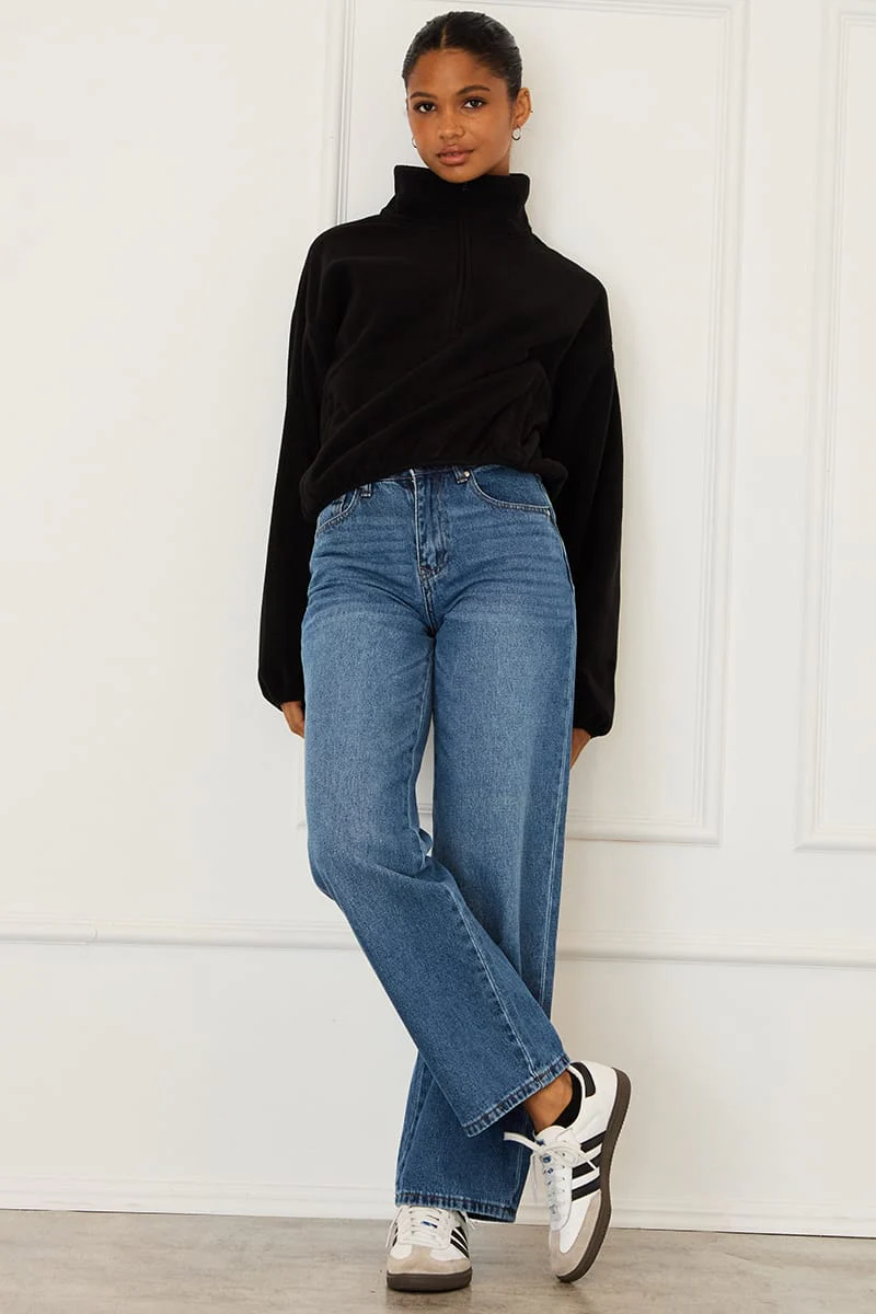 Denim Straight Jean Mid Rise Mid Wash