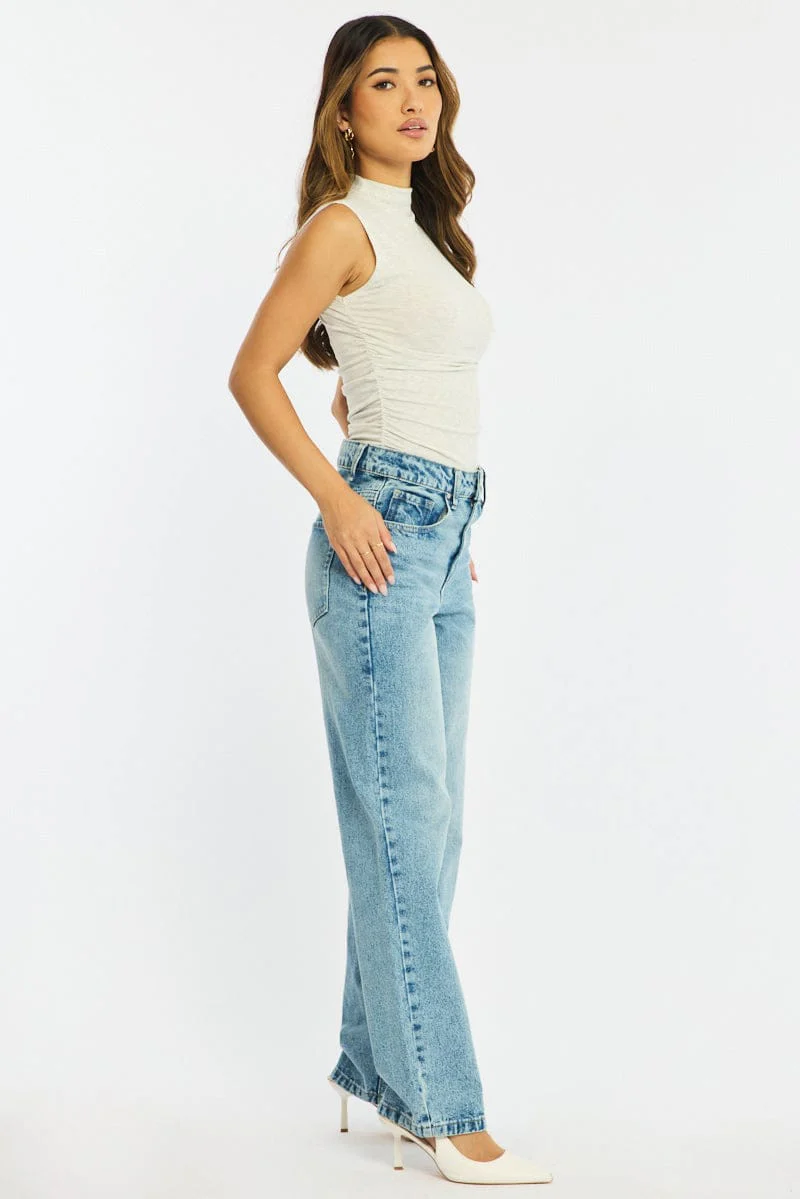 Denim Straight Jeans Mid Rise - Image 4