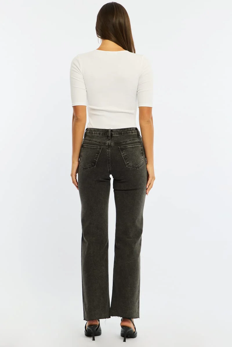 Denim Straight Leg Jean Distressed Hem - Image 6