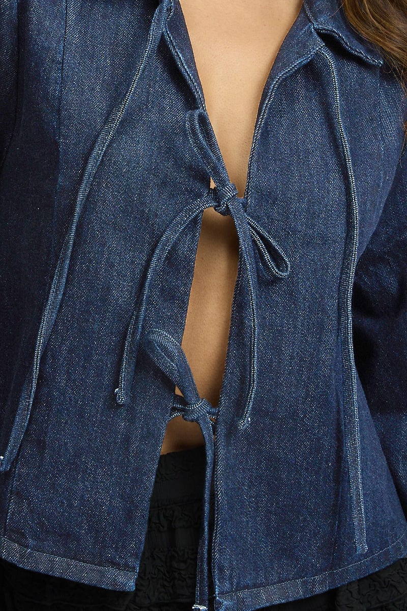 Denim Tie up Jacket Long Sleeve - Image 5