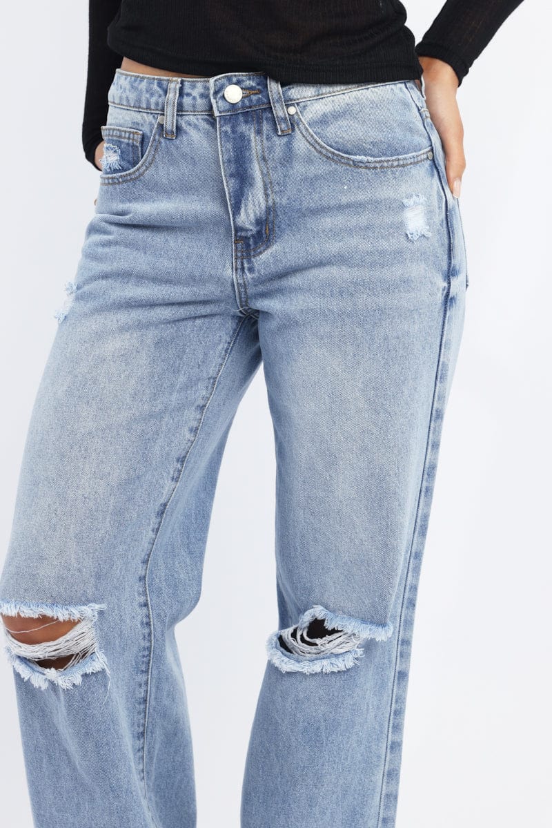 Denim Wide Leg Jeans Mid Rise - Image 5