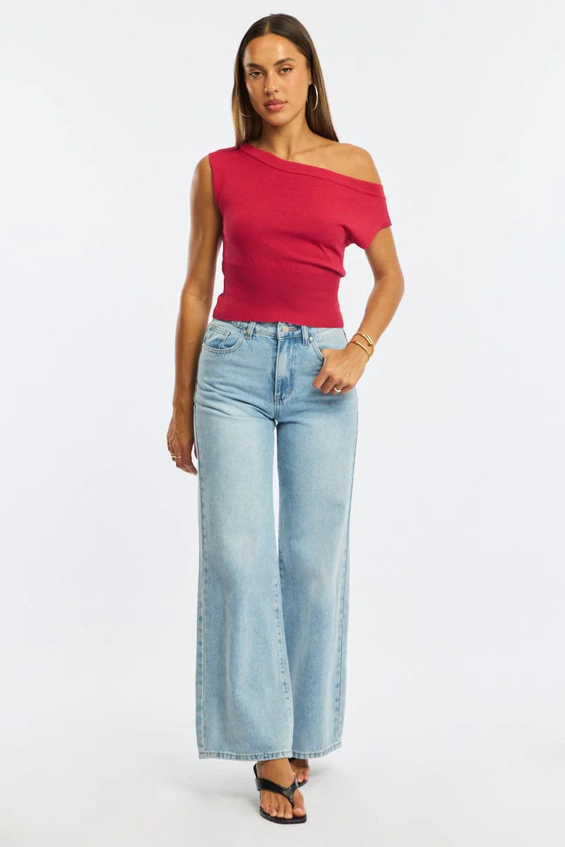 Denim Wide Leg Jeans Mid Rise - Image 3