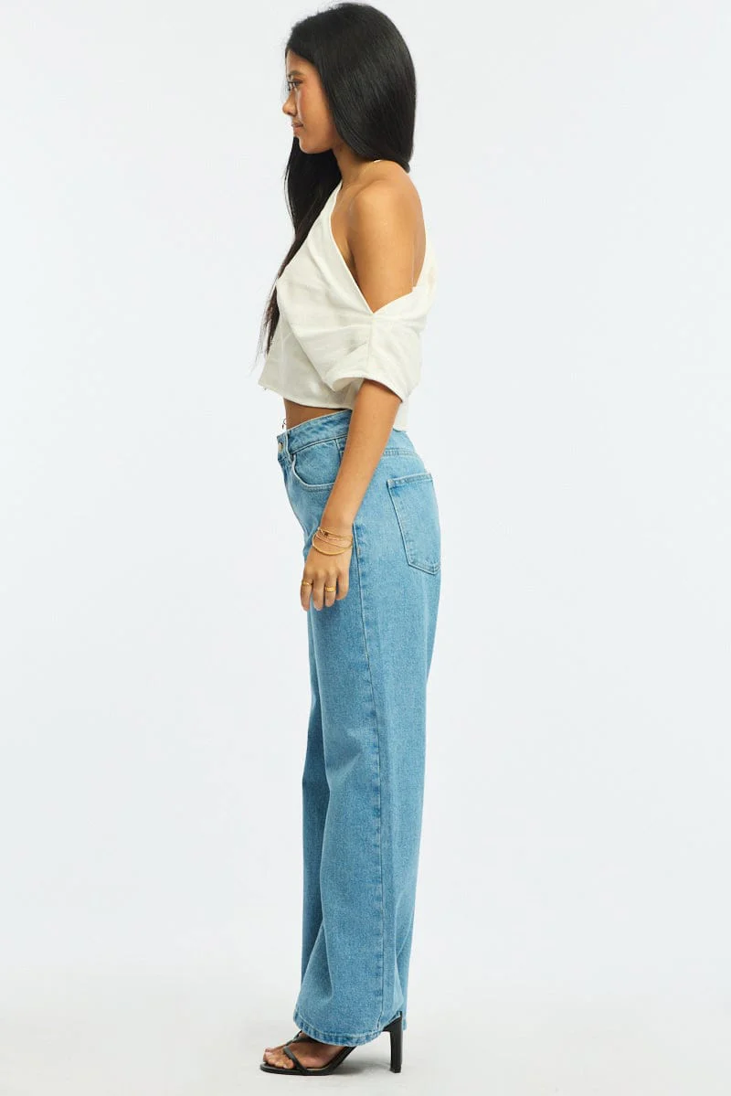 Denim Wide Leg Jeans Star Patch - Image 4