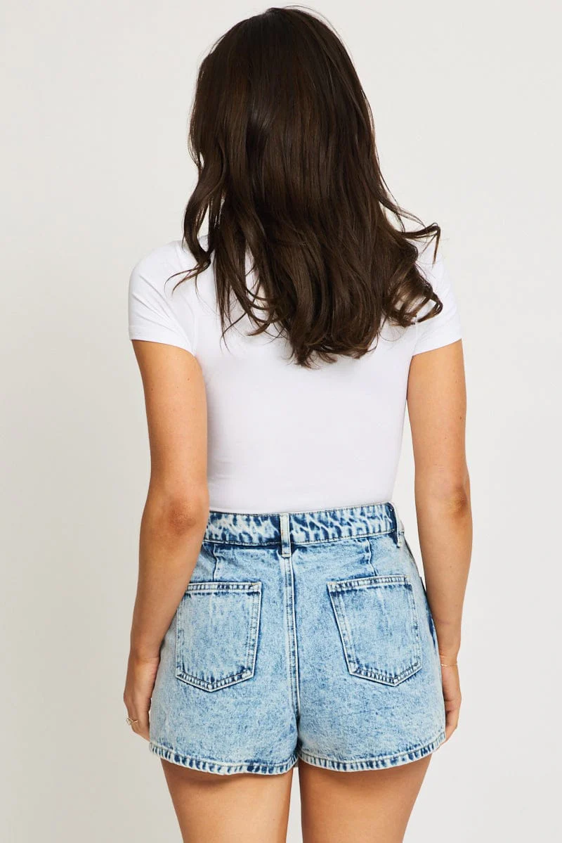 Denim Wrap Mini Skort High Rise Relaxed Fit - Image 5