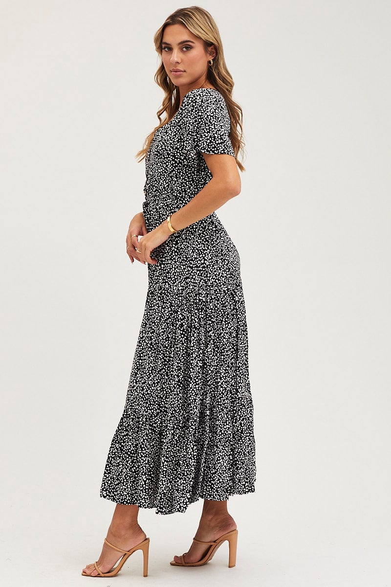 Geo Print Maxi Dress Short Sleeve - Image 4