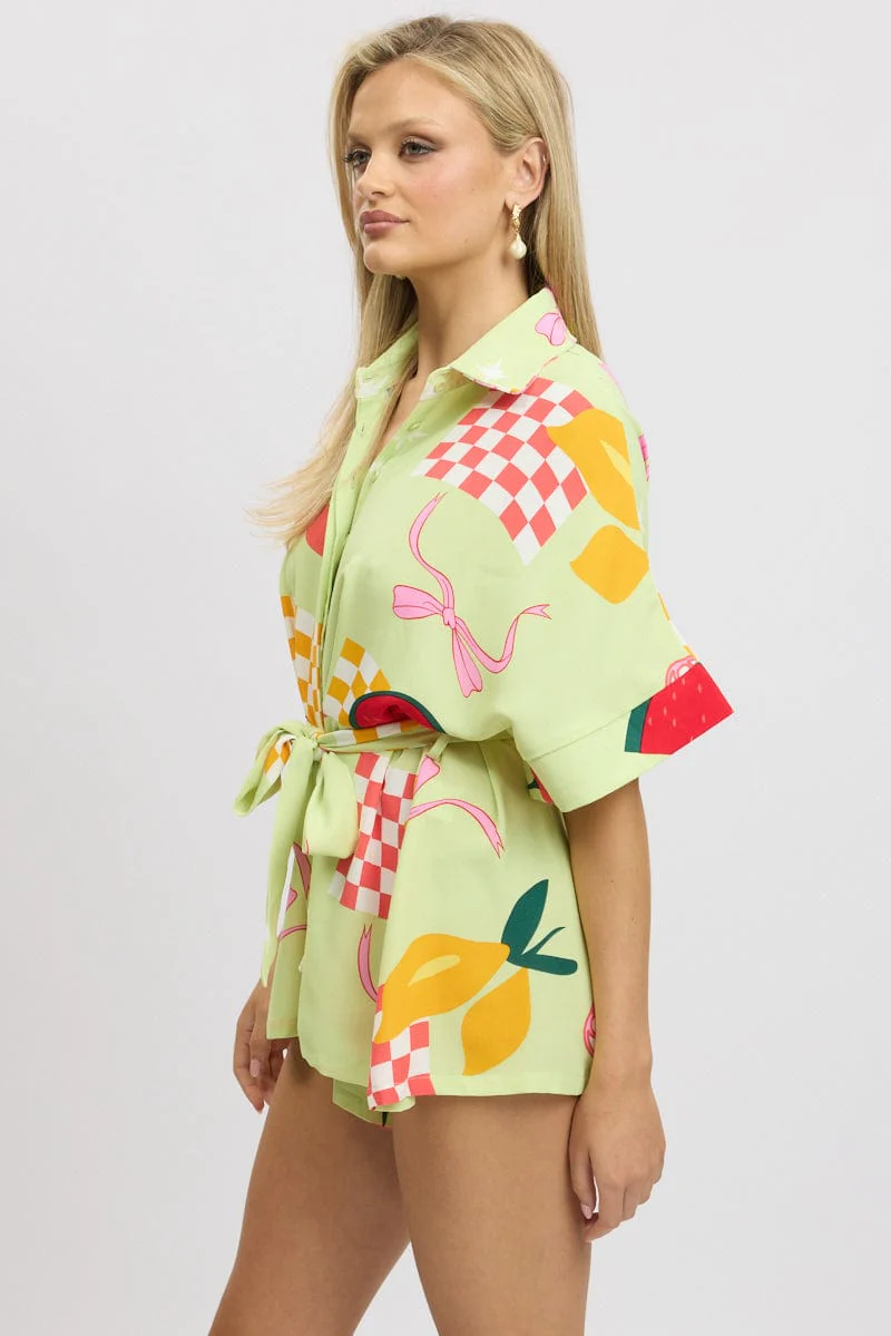 Green Abstract Oversized Playsuit - Image 4