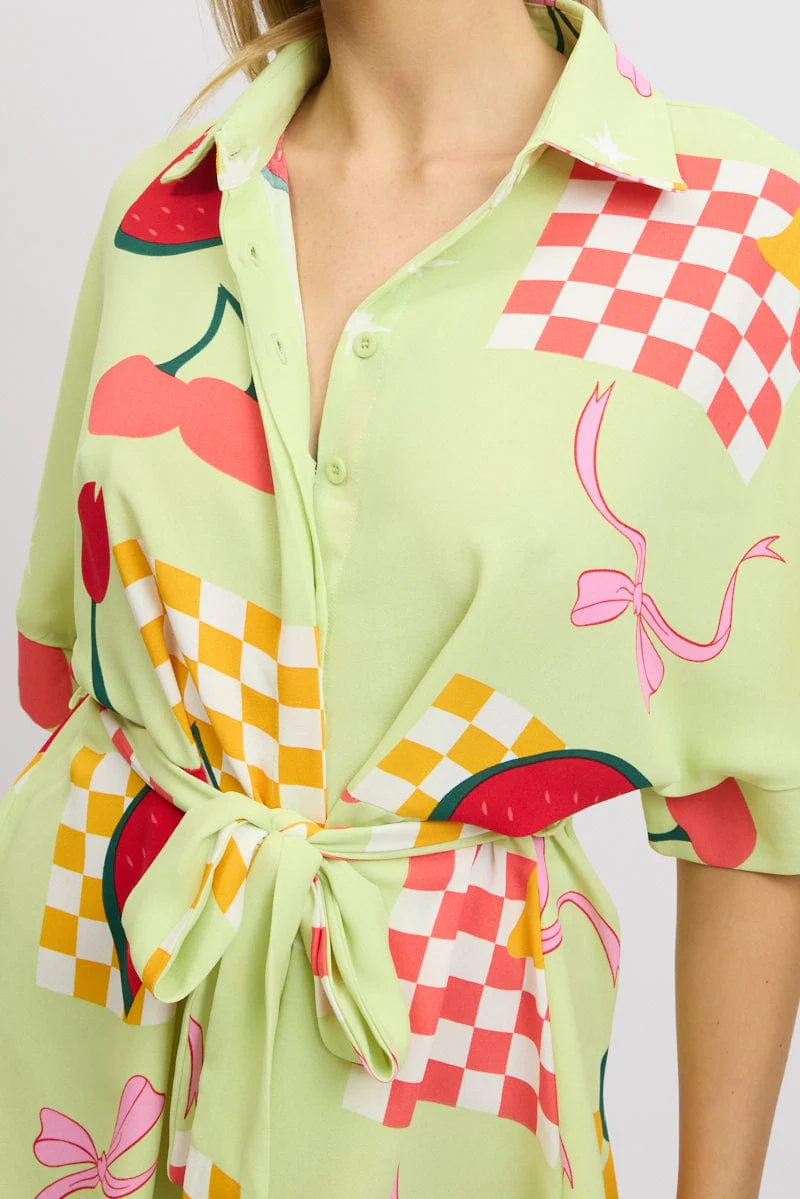 Green Abstract Oversized Playsuit - Image 6