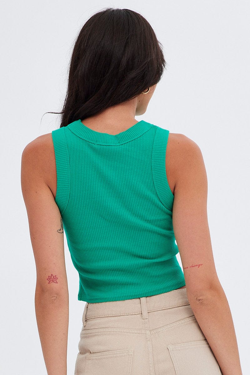 Green Crop Tank Top Crew neck - Image 5
