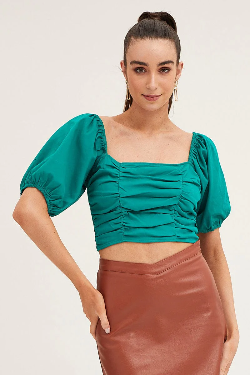 Green Crop Top Short Sleeve - Image 3