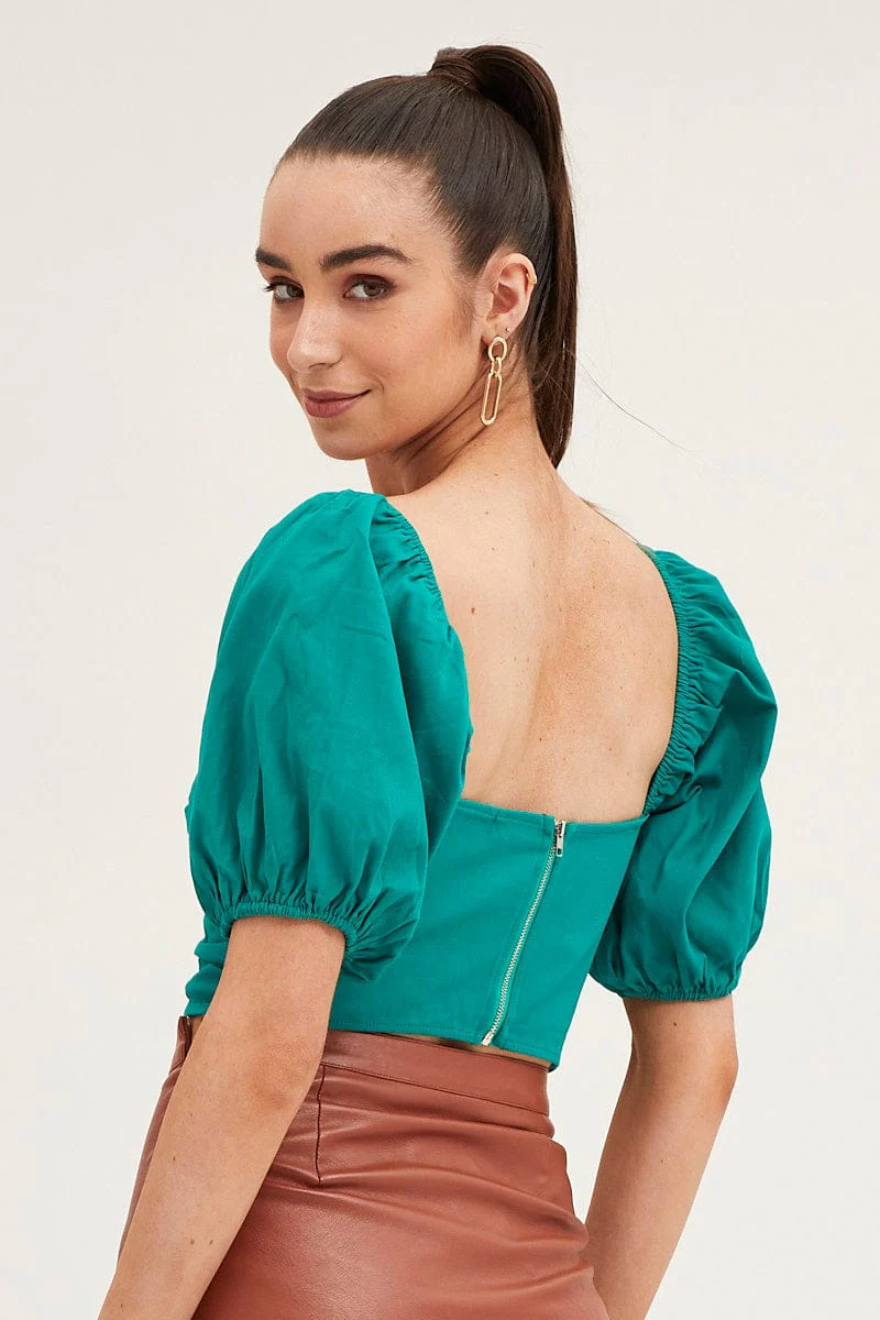 Green Crop Top Short Sleeve - Image 5