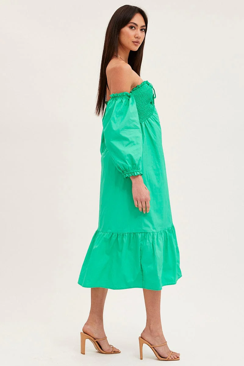 Green Dress Off Shoulder Maxi - Image 4