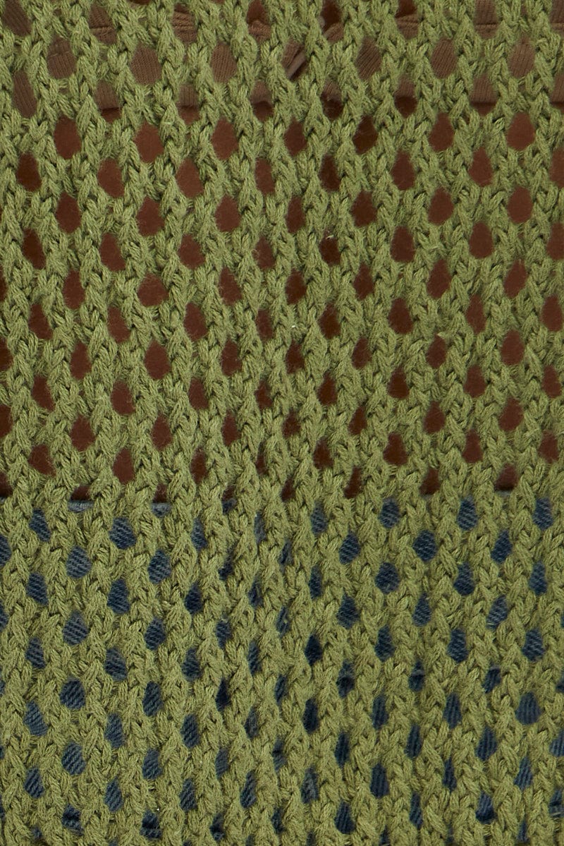 Green Knit Jumper Long Sleeve Fishnet - Image 6