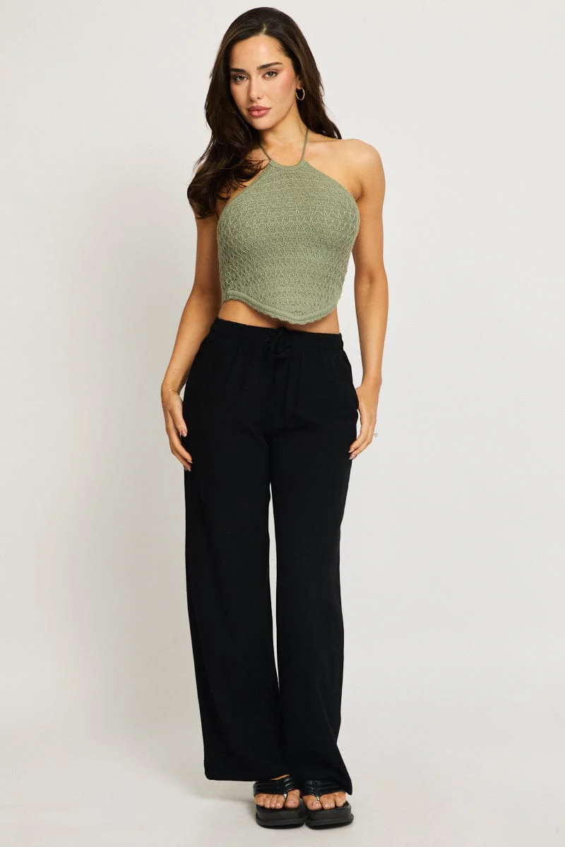 Green Knit Scarf Top Sleeveless - Image 2