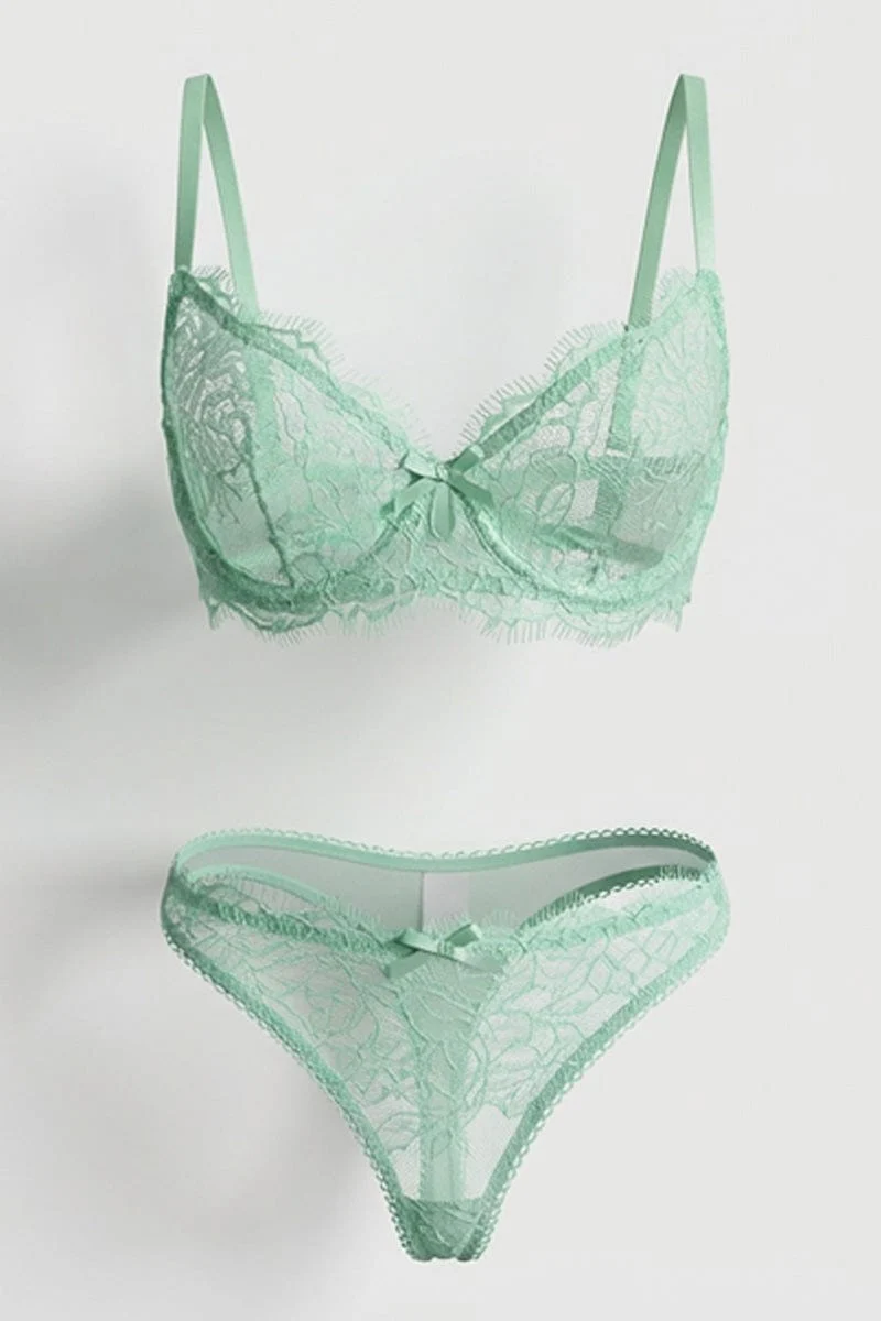 Green Lace Lingerie Set