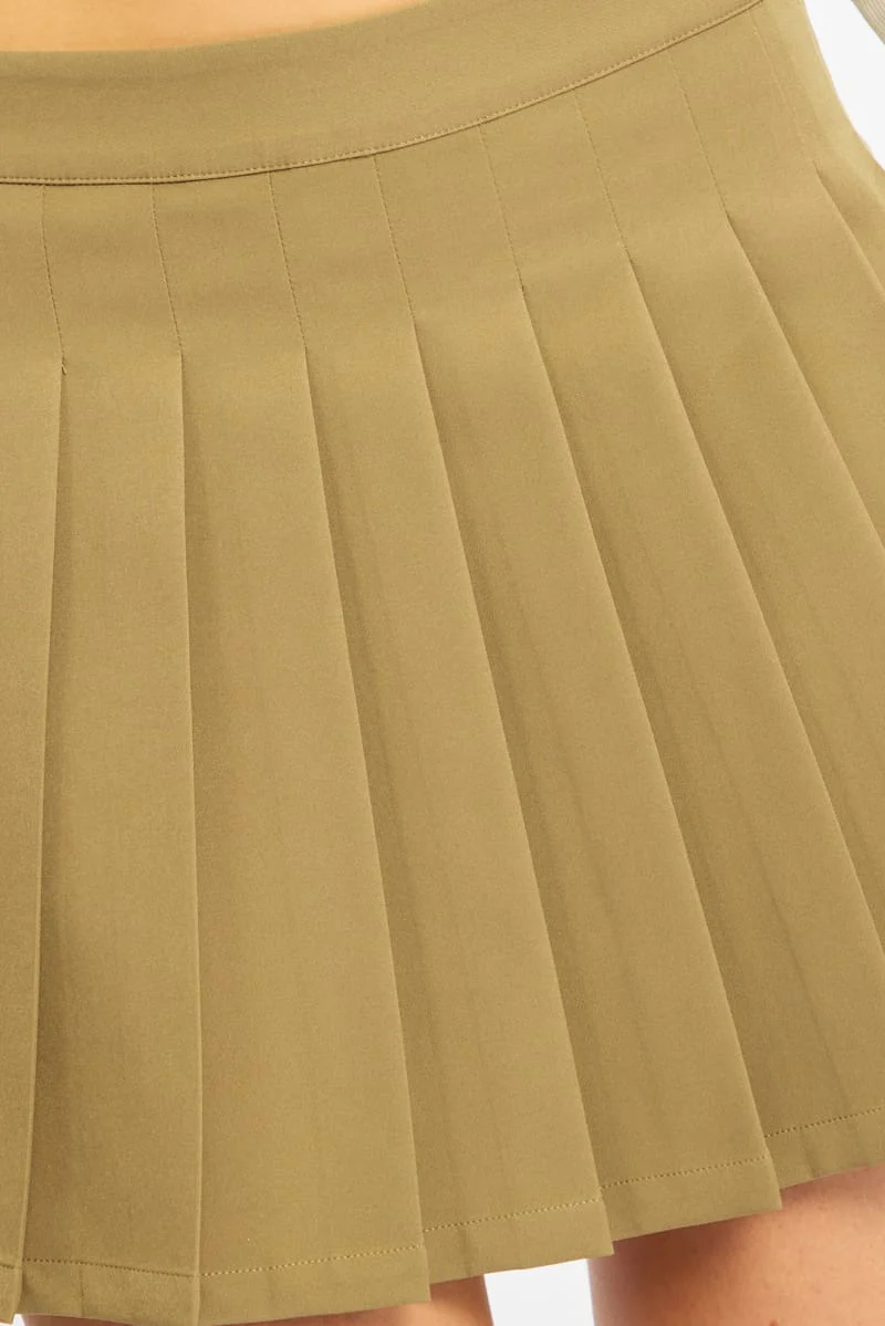 Green Pleated Skirt Mid Rise Longline - Image 6