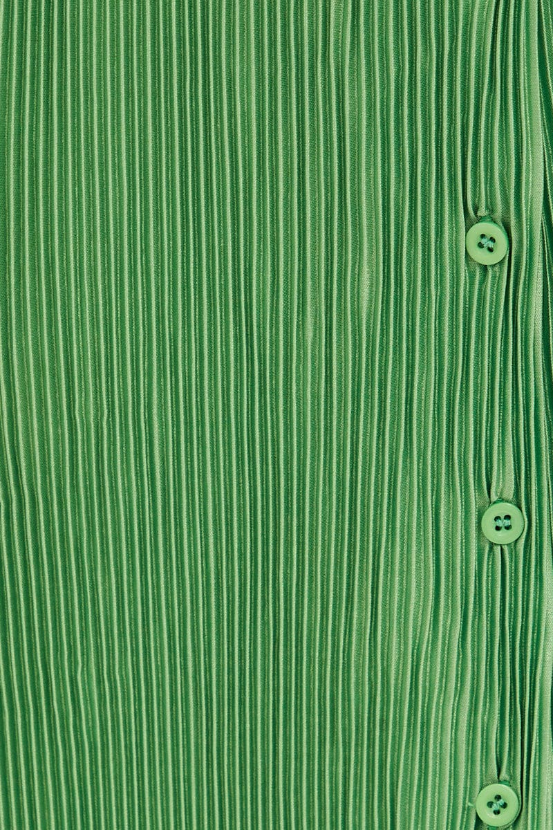 Green Plisse Shirt Dress Front Button - Image 6