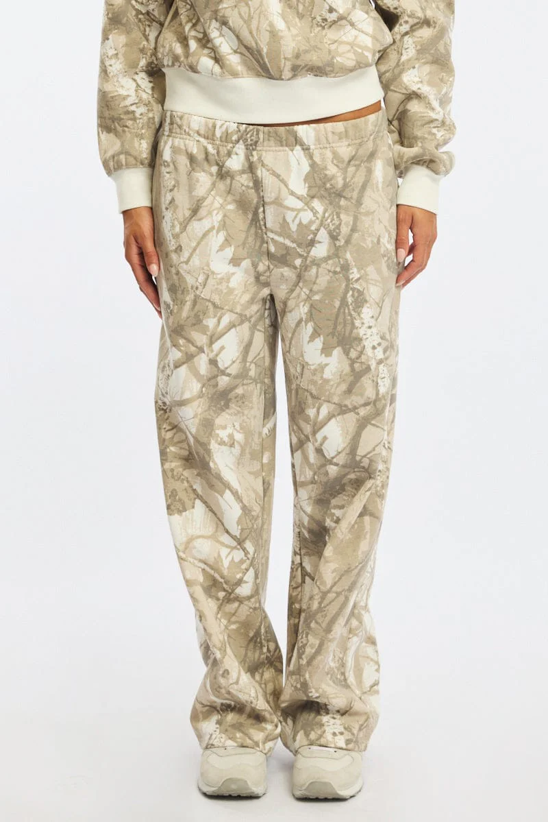 Green Print Track Pants Wide Leg - Image 2