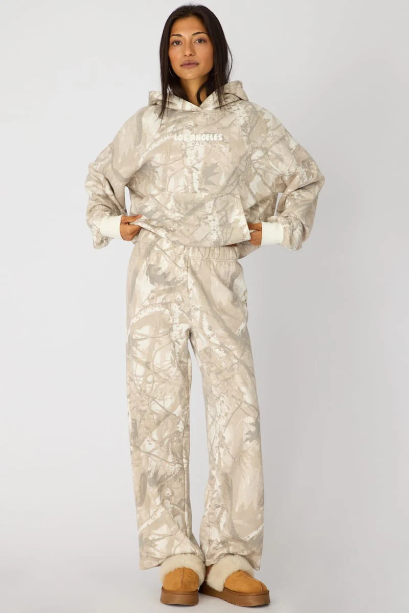 Green Print Track Pants Wide Leg - Image 2