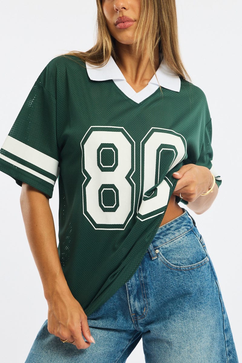 Green Sport Tee Collar Short Sleeve - Image 5