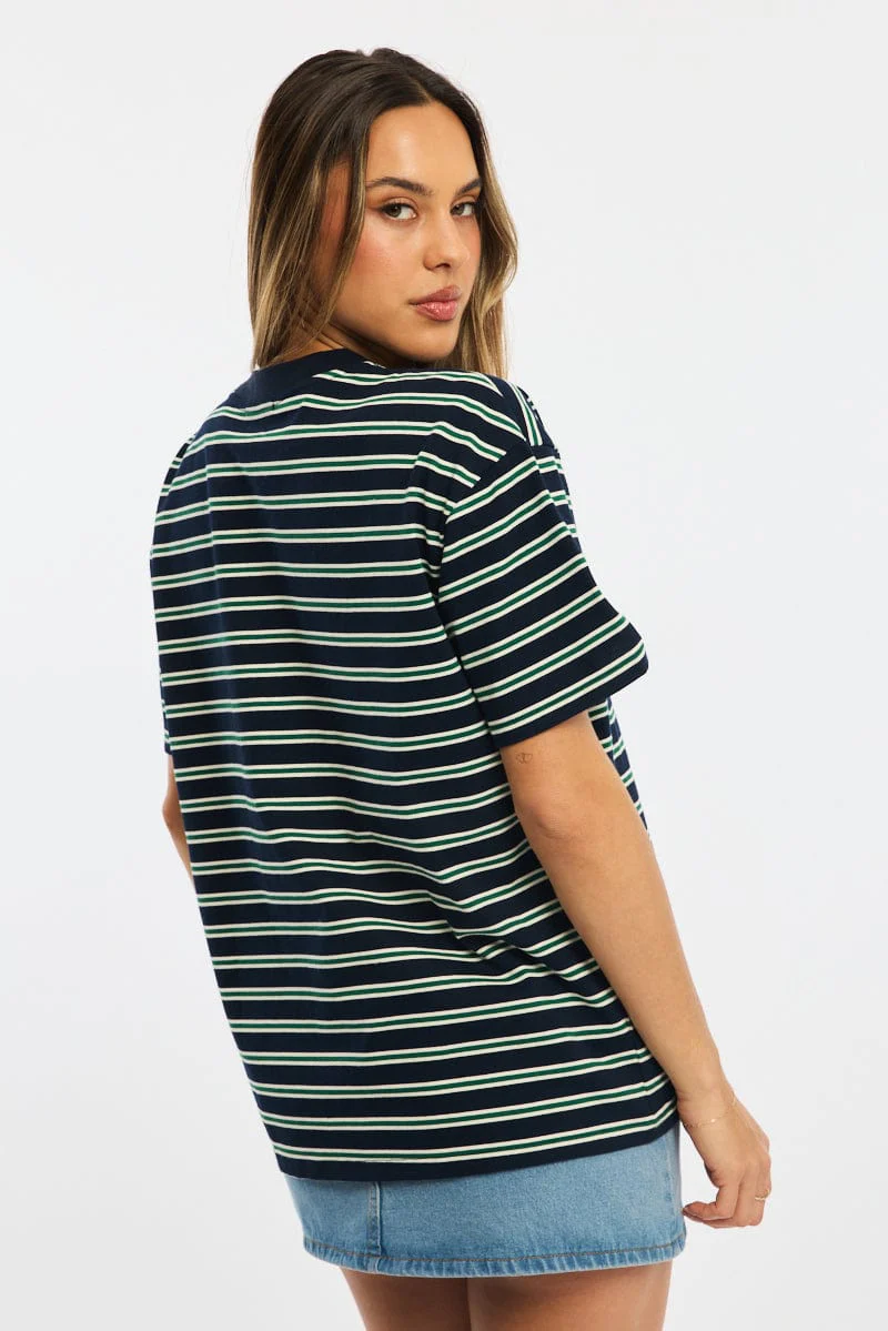 Green Stripe Oversized Tee Short Sleeve - Image 4