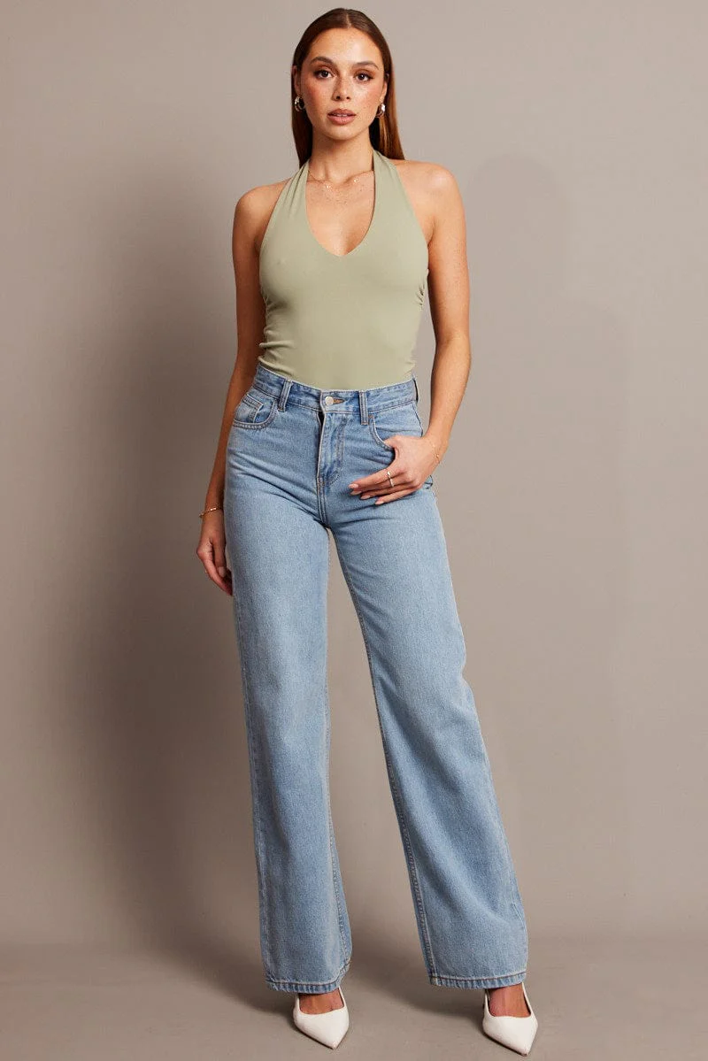 Green Supersoft Bodysuit Halter Neck - Image 2
