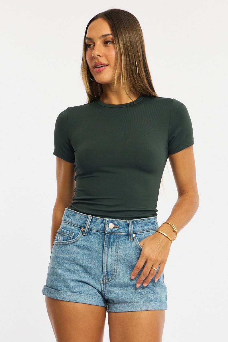 Green Supersoft Crew Neck Short Sleeve