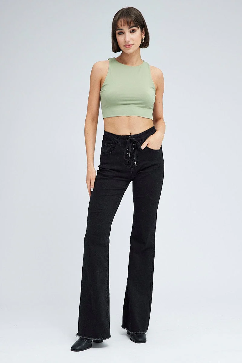 Green Tank Top Crew Neck Supersoft - Image 2