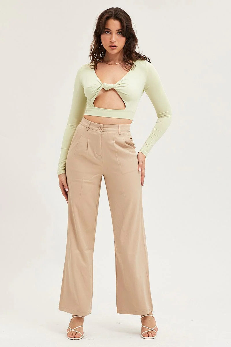 Green Twist Front Top Long Sleeve - Image 2