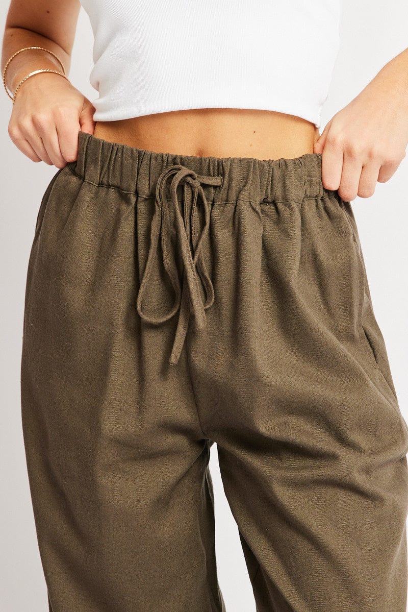 Green Wide Leg Pants Elasticated Waist - Image 6