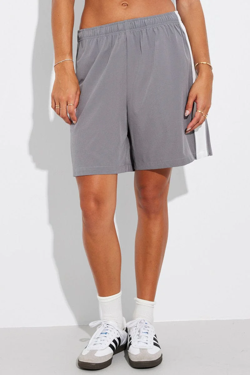 Grey Baggy Basketball Shorts - Image 3