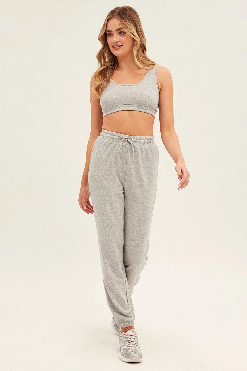 Grey Basic Crop Top - Image 2