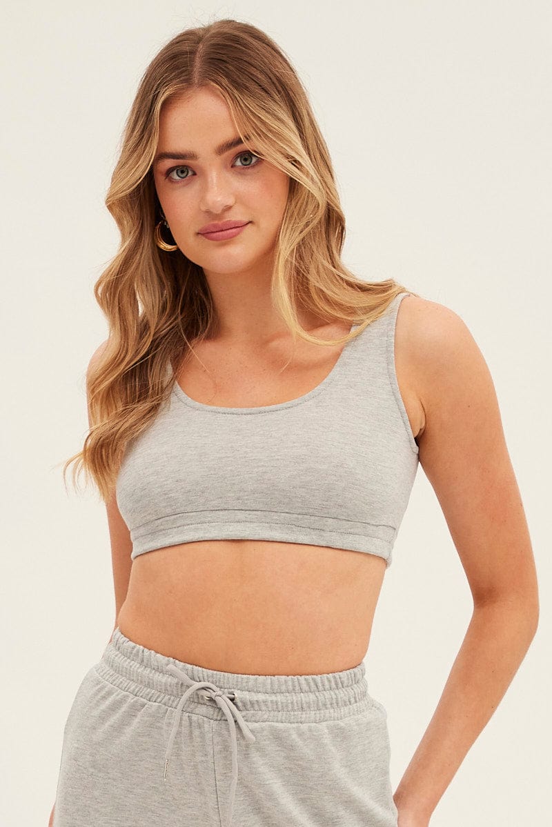 Grey Basic Crop Top - Image 3