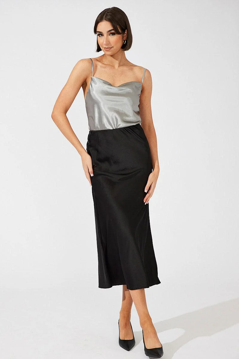 Grey Bodysuit Cowl Neck - Image 3