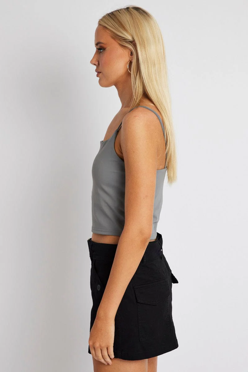 Grey Bralette Round Neck Sleeveless Padded - Image 4