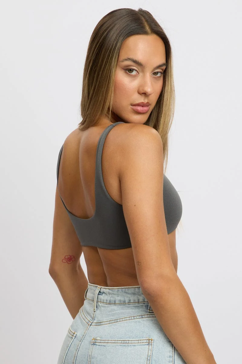 Grey Bralette Seamless Cropped - Image 4