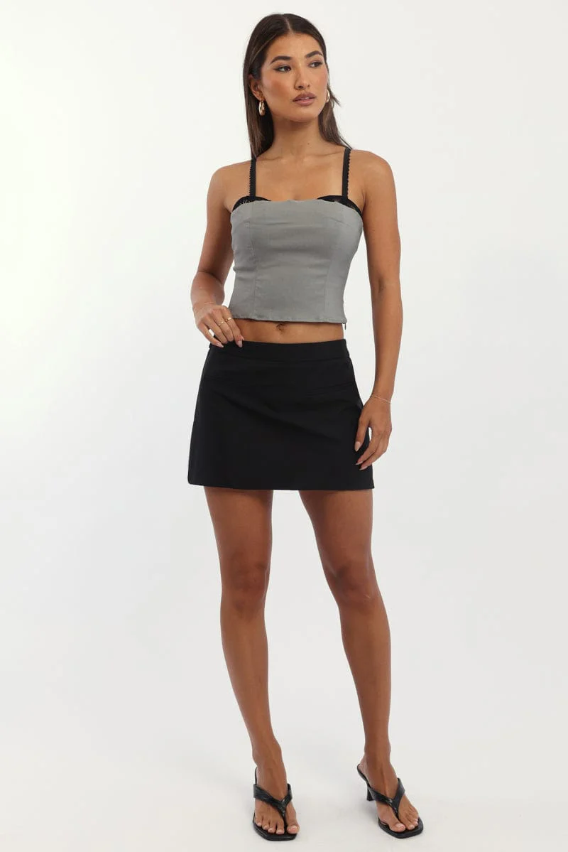Grey Cami Bandeau Sleeveless Sweetheart Neckline - Image 2
